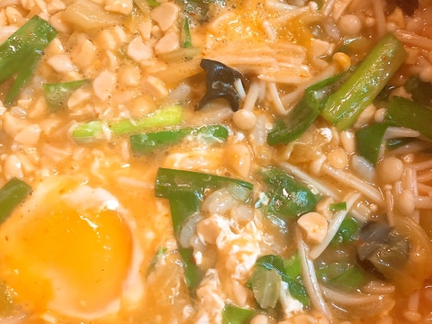 カップ麺の残り汁で！納豆チゲ雑炊★